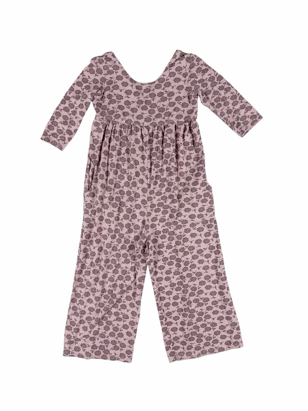 Remie Girl Floral Pocket Jumpsuit Mauve Modal Blend Size 6